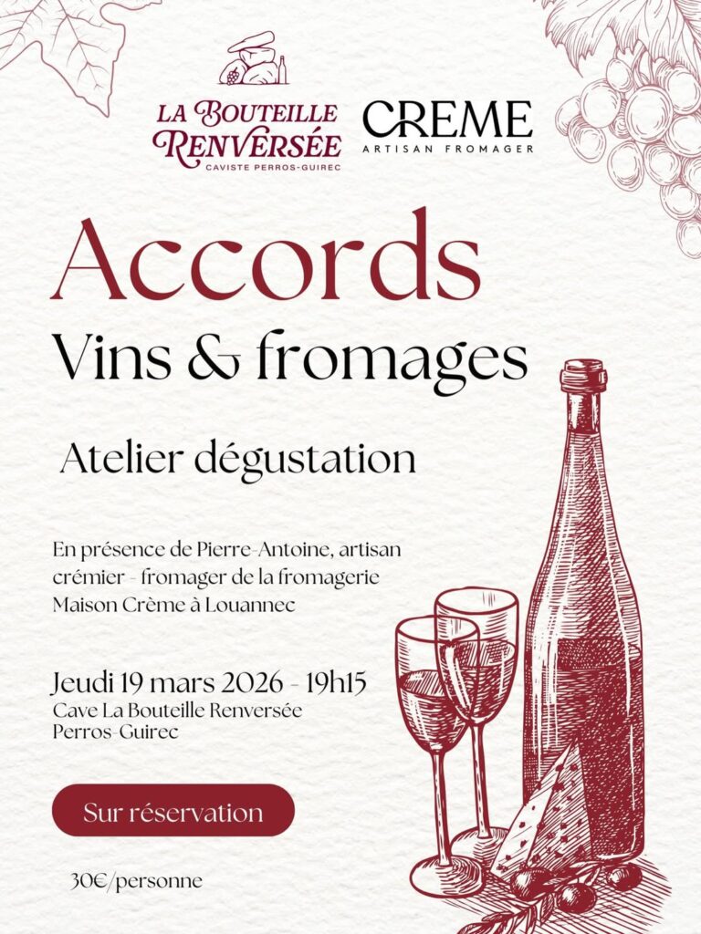 Atelier Dégustation à la cave La Bouteille Renversée à Perros Guirec en Bretagne.