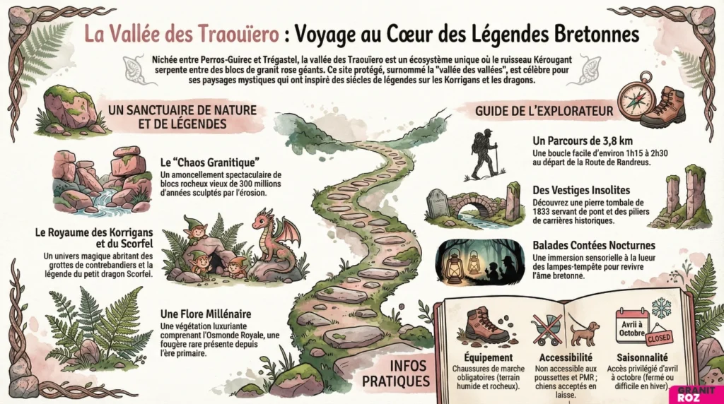 Fiche Pratique Granit Roz - La Vallée des Traouïero : Voyage au Cœur des Légendes Bretonnes