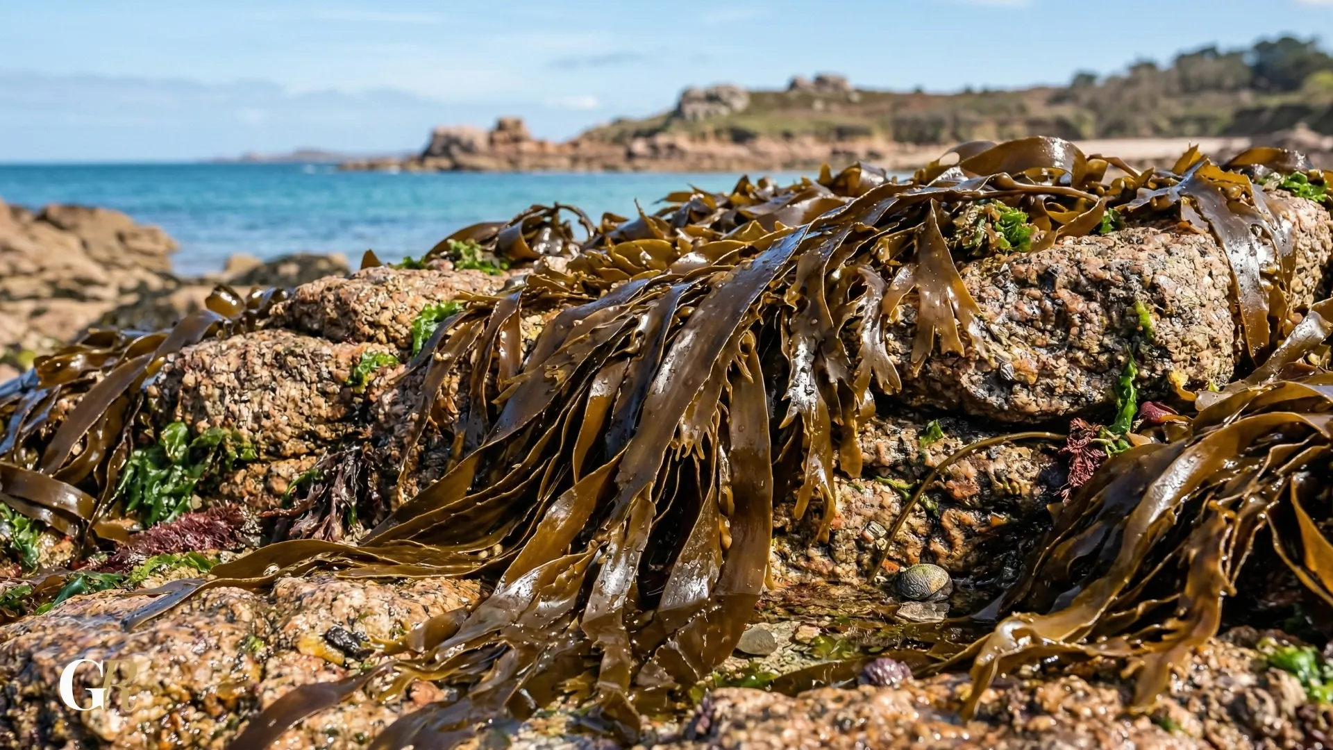 Algues laminaires sur les rochers